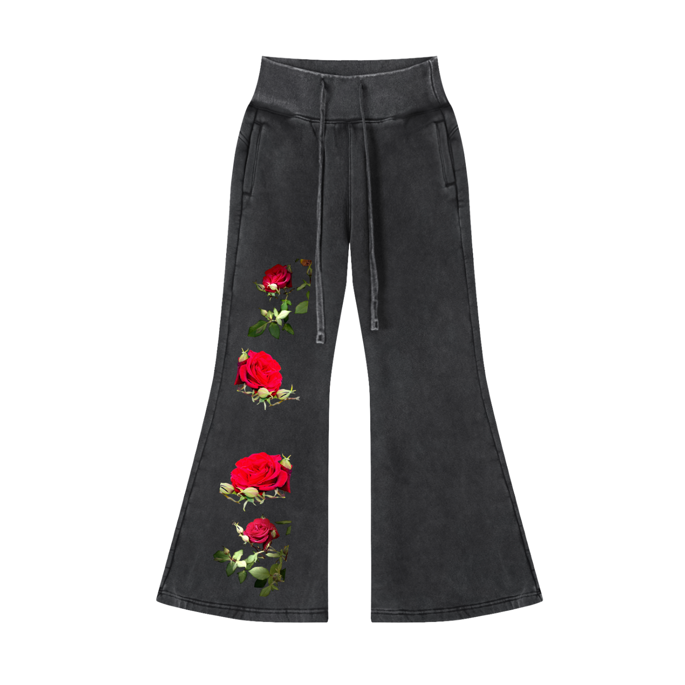 Own Your Aura Rose & Thorn Vintage Washed Flared Fleece Pants